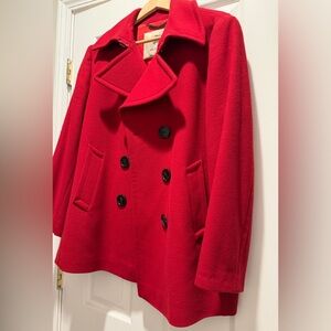 New Burberry wool coat /jacket   Sz XL red  color